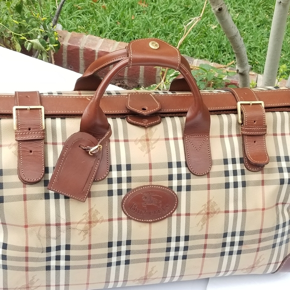 Rare Vintage Burberry Haymarket Gentleman Doctor style boston Travel Duffle bag - Picture 10 of 16